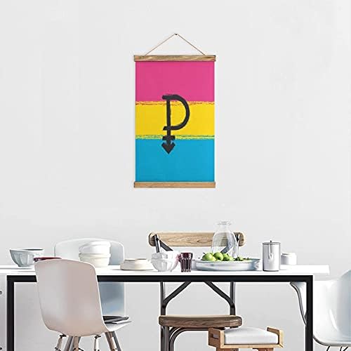Пансексуален симбол на гордоста и знамето платно уметност што виси сликарство слика свиток тико дрво за домашна декорација на кујната