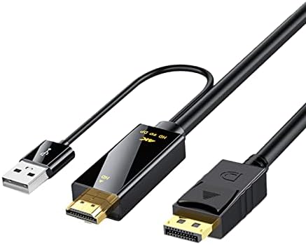 Duomigo hdmi to Displayport адаптер 6ft, HDMI до DP адаптер кабел 4K@60Hz за компјутер, Xbox, NS