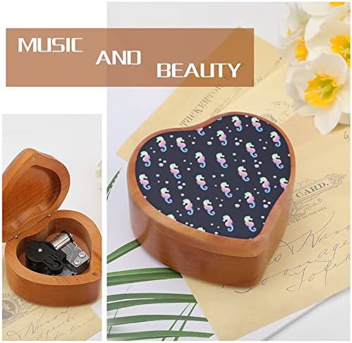 Виножито морско -часовници за часовници музичка кутија гроздобер дрвена форма во форма на срцев кутија играчки подароци украси