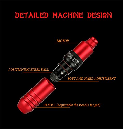 Професионална Алуминиумска Ротациона Ракета V3 Машина За Тетовирање Пенкало Постојана Шминка Веѓа Моторно Снабдување Тетоважа Пиштол, Црвено