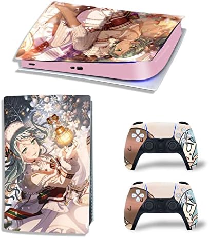Bucen Anime за PS5 Digital Edition Skin за конзола и контролори Винил Налепница Трајни, отпорни на гребење, компатибилен со P-S5 22793 Анти гребење