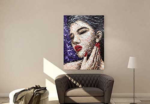Boieesen Art, 30x40inch рачно насликани текстурирани маслени слики модерни апстрактни портрети црвени усни мода дама платно нафта