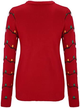 Грден Божиќен џемпер за жени Божиќна екипа Геометриска шема Божиќна обична боја плетен пуловер