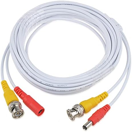 Kybate White 65ft BNC кабел за кабел за MC7530 Аналоген телевизор CCTV куршум со куршуми
