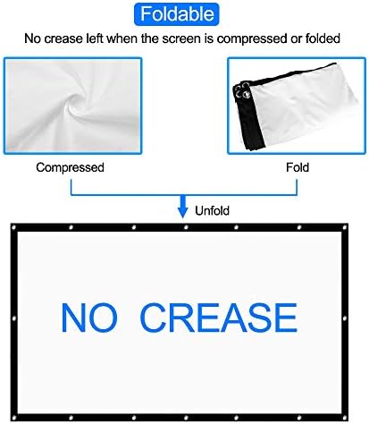 KXDFDC Екранот на проекторот Екран задебелен со преклопување 120 инчи 16: 9 Мет бел преден преносен преносен екран за проекција за домашен