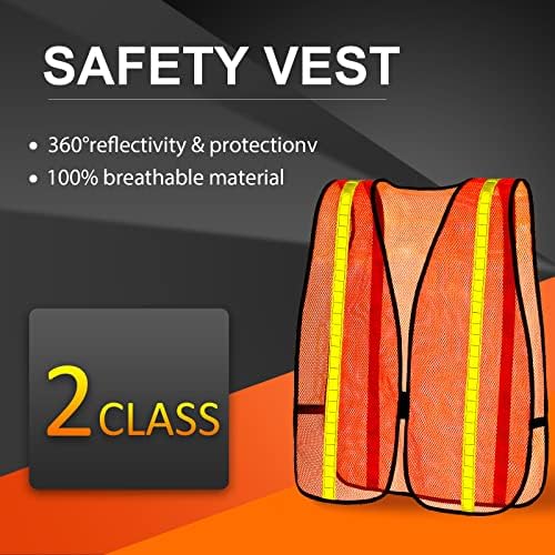 Haysandy 20 пакувања со голема видливост рефлексивен безбедносен елек со жолти ленти портокалова безбедност конструкција елек лесна