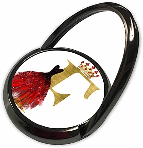 3drose црвена наметка слика на накит Круна слика на златен монограм f - Телефонски прстени