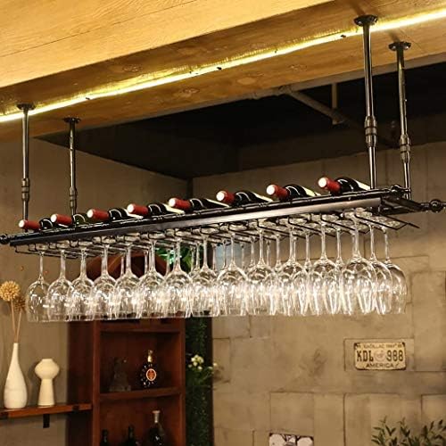 Зесус Вино решетката полица за вино стаклена стаклена решетка за шампањ лесен за инсталирање на складирање/црна/120х30см