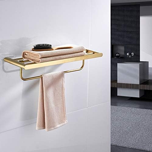 SLSFJLKJ Златен пешкир за бања Додатоци за бања Поставете не'рѓосувачки челик четкана пешкир полица злато фиксирана крпа за шипки монтиран