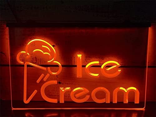 DVTEL Сладолед Неонски Знак Led Моделирање Светло Прозрачни Букви Табла Акрилни Панел Неонски Декоративни Светлина, 60x40cm Хотел Ресторан