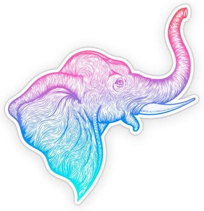 GT Graphics Purple Pink Teal Geade Elephant - Винил налепница водоотпорна декларација