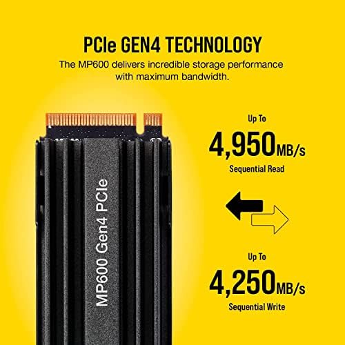 Corsair Force Серија MP600 1TB M. 2 NVMe PCIe Gen4 2 SSD, CSSDF1000GBMP600R2