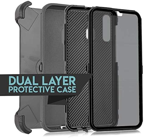 Случај за Samsung Galaxy A20/A30/A50 Clip Holt Clip Kickstand Shock Telefor Case [Вграден заштитник на екранот] компатибилен за Samsung