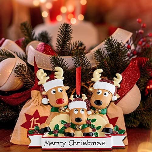 Minter 2PCS Персонализирани елен Божиќни украси 2021 Семејство од 2,3,4,5 новогодишни елка што висат приврзоци, изолациски керамички