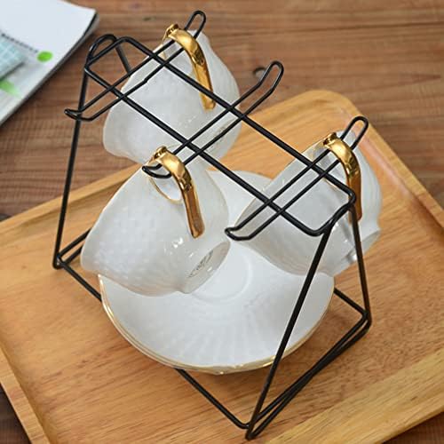 Кабилок метална складирање решетка за чај чај чаша, држач за приказ на триаголник Триаголник чаши од не'рѓосувачки челик, држач
