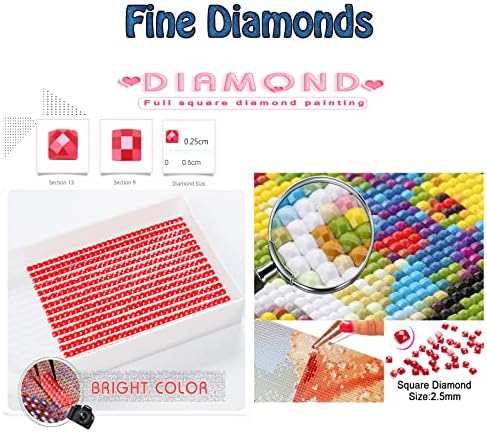 Дијамантски комплети за сликање за возрасни, цветна шарена дијамантска уметност деца почетник DIY 5D боја по броеви, големи целосни