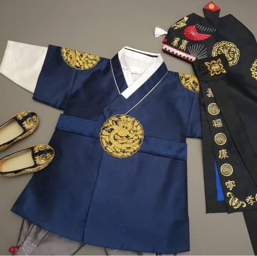 Оуџин I Кореја момче злато везење Ханбок 100 дена ~ 10y/o Корејски традиционален фустан бебе момче деца Ханбок 2 бои