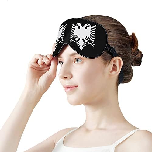 Албанска орел печати маска за очи, блокирање на светлина за спиење со прилагодлива лента за работа за смена за спиење