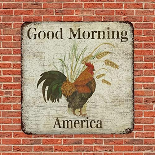 Фармхаус пилешко знак петел и пченица добро утро Америка гроздобер метален калај знак метал уметнички отпечатоци знак 'рѓосан wallиден знак за