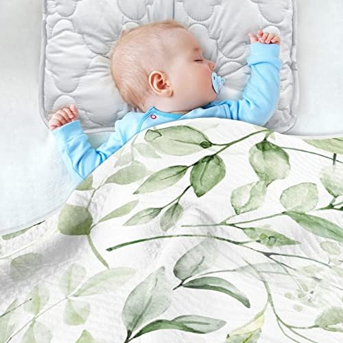 Pigsaly Пролетни цветни зелени лисја бебешки ќебиња 30 x 40 во акварел растително дете ќебето за новороденчиња ќебе ќебе ќебиња за кревет за креветчиња