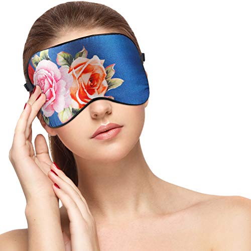 Маска за природна свила за спиење и слепило, супер-мазна и мека маска за очи со прилагодлива лента, совршени блокови светлина,