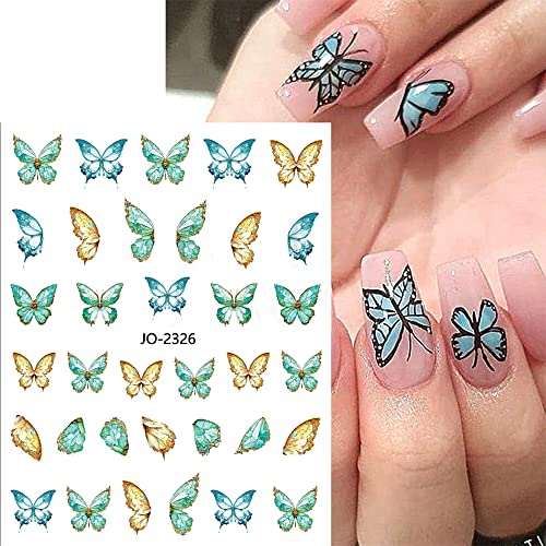 Налепници за уметност од пеперутка за нокти 3Д Исклучителни декорации за нокти пролетно лето шарени пеперутки нокти декорации за нокти дизајн