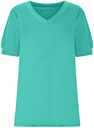 Врвна кошула за жени есен лето кратко ракав за кревање 2023 година длабок V врат памук Основно секојдневно лабаво вклопување опуштено вклопување