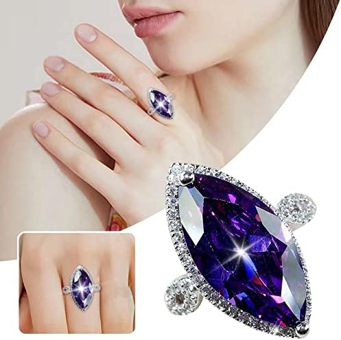 Прстени за венчавки и ангажмани Виолетова циркон прстени циркон дами прстени накит за роденден предлог за невестата ангажман