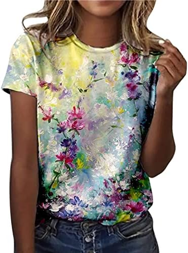 Амикадом тинејџерски девојки блуза градиент графички врвови маички кратки ракави есенски есен летен блуза 2023 облека трендовски hx
