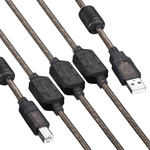 Активен кабел за печатач USB 2.0 100FT-A-Male to B-Male Male Mige Speed ​​Printer/Scanner/Repeater Cable за HP, Canon, Lexmark, Dell,