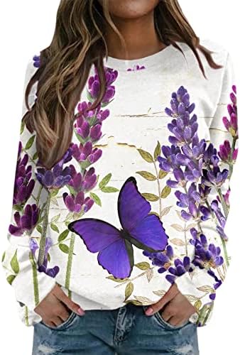 Кошули со долг ракав за жени кои се наоѓаат во обични цвеќиња од цвеќиња од вратот на вратот, кошула во боја на кошула, слатка маичка лабава