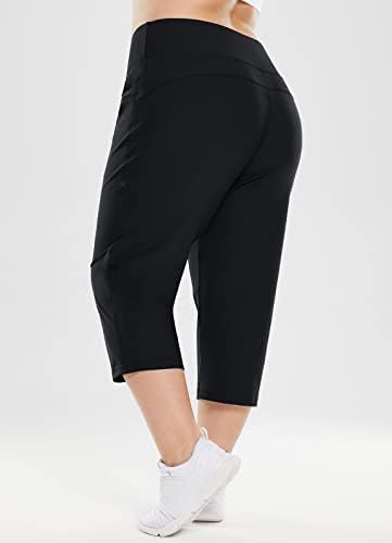 Baleaf плус големина капри панталони за жени со високи половини влечење на џебови случајно лето