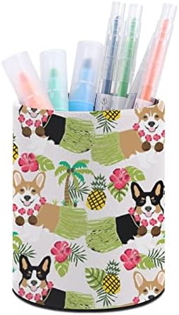 Смешно кучиња Хаваи Корги Пу Кожени моливи за моливи на тркалезно Пенка за садови