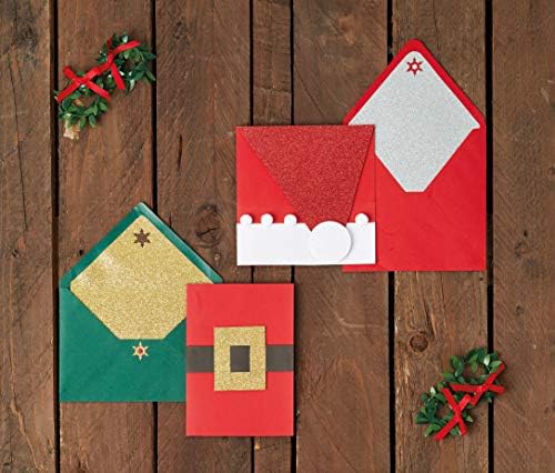 PaperMania 4 x 4-инчни картички/коверти текстура, пакет од 25, црвено/зелено