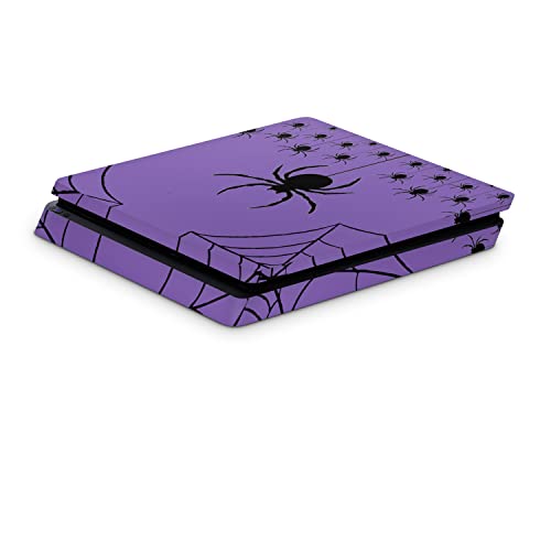Zoomhitskins PS4 тенка кожа, компатибилна за PlayStation 4 тенок, пајак црна Ноќта на вештерките виолетова симпатична, 1 PS4 тенок