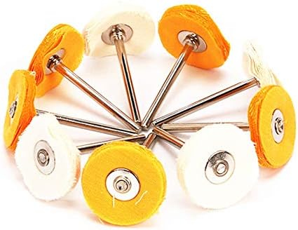 Xucus 50 парчиња абразивна четка Абразивна алатка за додатоци на тркала, жолта или бела крпа поставена четка за мелење за полирање 3мм -