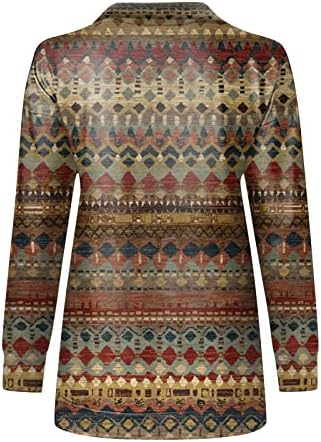 Nokmopo џемпер за жени дами обичен моден печатен лапел палтовер со долги ракави џукали дуксери за улична облека улици