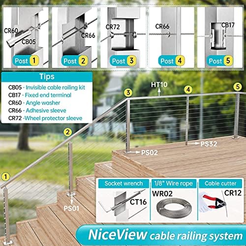 Канерска заграда Muzata PA30 за кабелски огради за кабелски огради Muzata PS02 ќош по 90 степени рамен врв, не'рѓосувачки челик