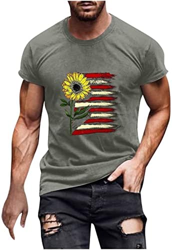 lcepcy Смешно 4 -ти јули маички за мажите обични екипаж на вратот кратки ракави маички тренингот атлетски патриотски маица