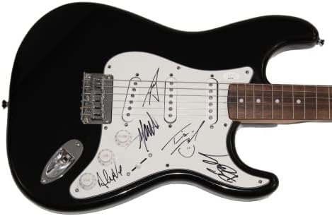ATREYU FULL BAND SIGNED AUTOGRAPH FULL SIZE BLACK FENDER STRATOCASTER ELECTRIC GUITAR W/ JAMES SPENCE AUTHENTICATION JSA COA - SIGNED BY DAN