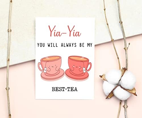Yia -Yia секогаш ќе бидете мојата најдобра чаша - Смешна картичка за пено - Најдобра картичка за чај - картичка за Денот на мајката