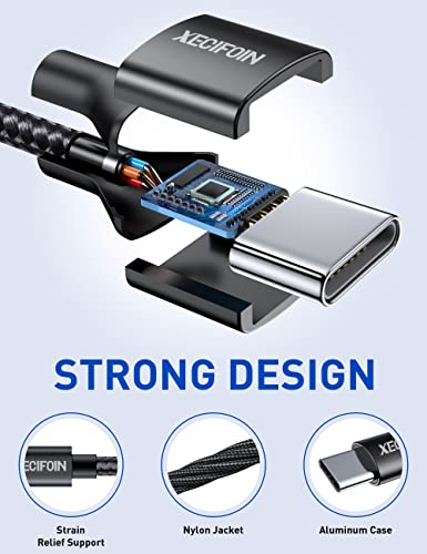 Xecifoin Нов најлон USB C до USB C кабел 60W, [2-Pack 3.3FT] Кабел за полнење од типот Ц компатибилен за MacBook Air/Pro, iPad Air, iPad