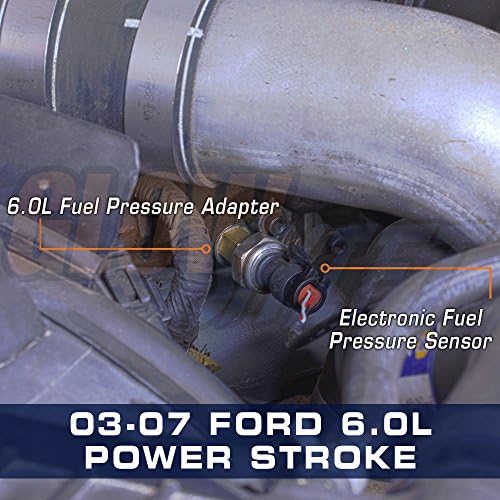 Адаптер за нишки за притисок на гориво Glowshift Компатибилен со 6.0L Ford F-250 F-350 Super Duty Power Moppe Diesel 2003-2007-Инстали во куќиштето на филтерот за гориво-Вклучува о-прстен