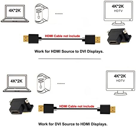 Chenyang cy dvi до hdmi адаптер, DVI машки до HDMI женски адаптер за компјутер и HDTV & графичка картичка 90 степени надолу под