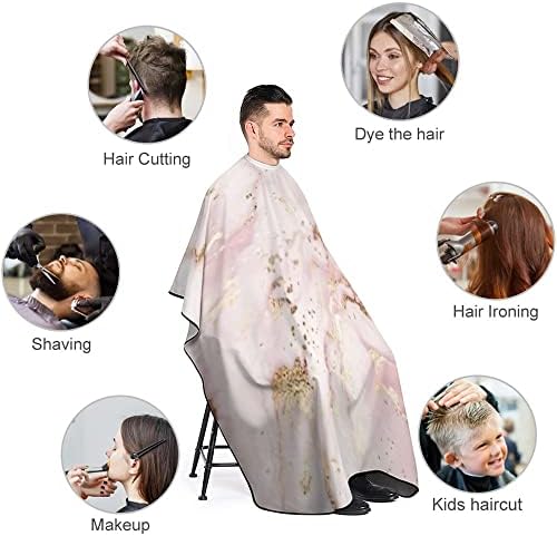 Голема Наметка За Сечење Коса За Мажи Жени, Апстрактни Розови Златни Мермерни Текстури Салонски Наметки Со Прилагодливо Затворање