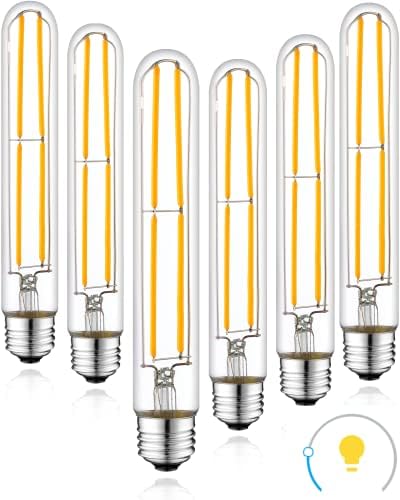 LED Сијалица T10, Long Edison Сијалица 6W Dimmable, 7.3 Во Тубуларен Стил, Е26 Средна Основа 2700k, Топла Бела Цевка Светилки,