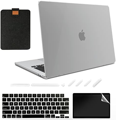 Sanmufly Fit for MacBook Air 13,6 инчи кутија M2 2022 Model A2681, Пластична тврда школка кутија и лаптоп ракав и заштитник на тастатурата и заштитник