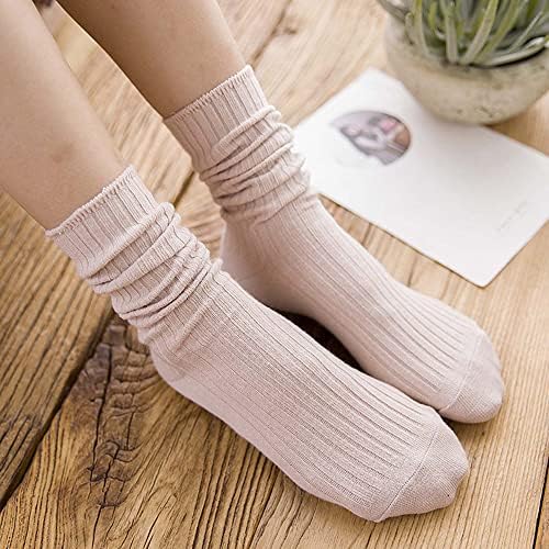 10 пара удобни обични памучни чорапи за жени, една големина, цврсти чорапи за истегнување на бои за девојчиња и студенти
