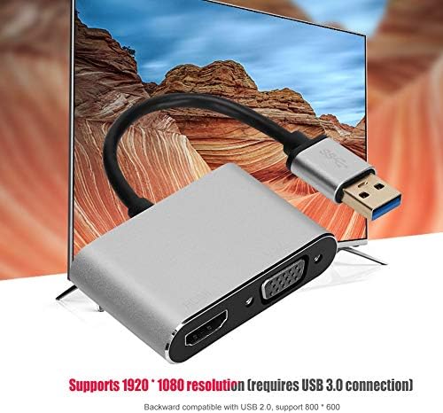 Qiilu HDMI адаптер USB адаптер сребрен USB 3.0 до HDMI VGA адаптер 1920 * 1080 Кабел за конвертор за Windows 7 8 XP