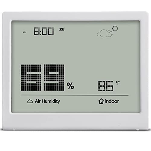 Мерач на влажност во затворен простор - Внатрешен термометар ХИГРОТЕМЕРСКИ Часовник, монитор за дигитална влажност ЛЦД -дисплеј, Мерач на температура